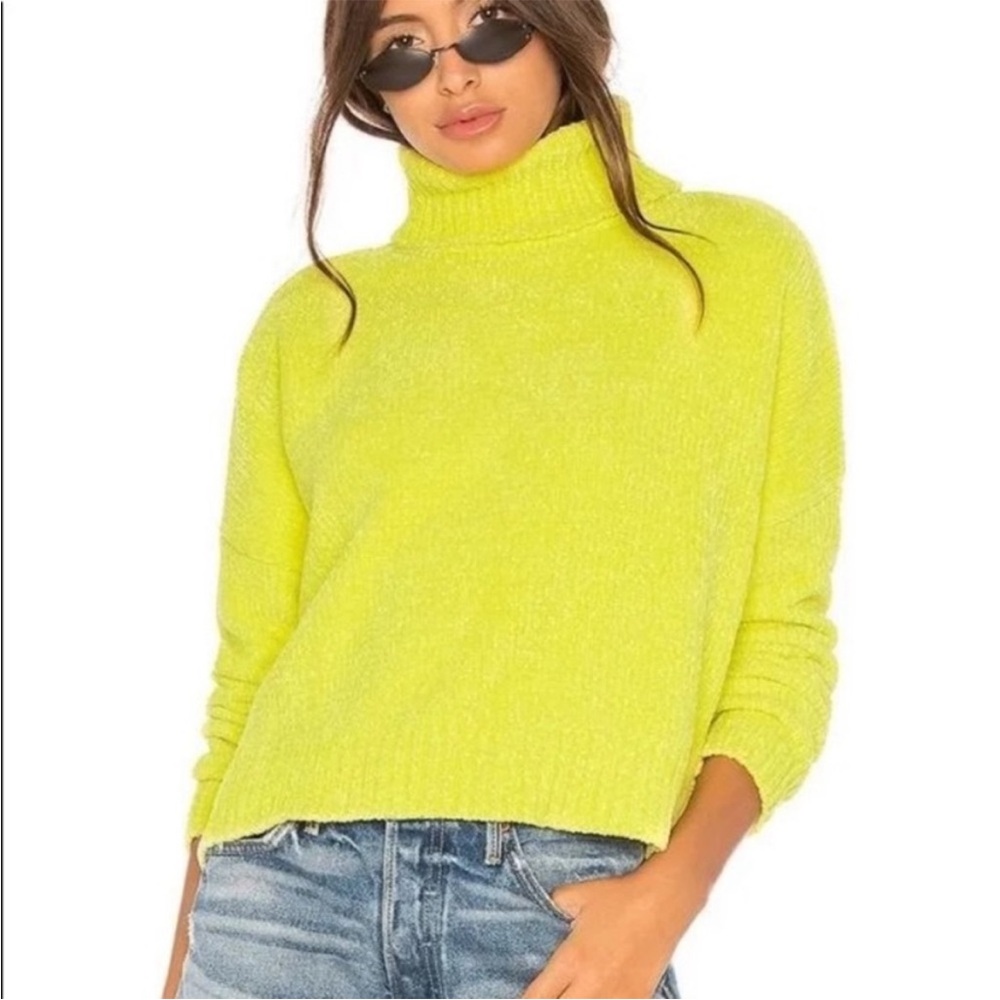 Lovers & Friends Geneva Neon Yellow Chenille Turtleneck Sweater - Small